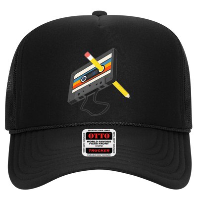 Retro Cassette Tape Pencil 70s 80s 90s Music Mixtape Trucker Hat