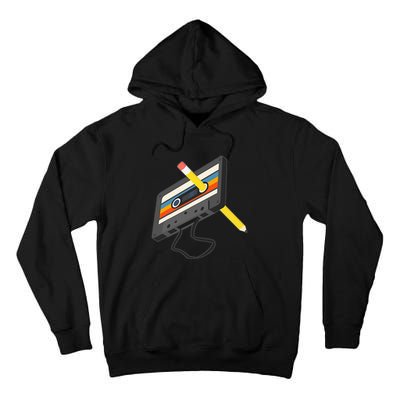 Retro Cassette Tape Pencil 70s 80s 90s Music Mixtape Tall Hoodie