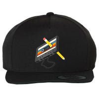 Retro Cassette Tape Pencil 70s 80s 90s Music Mixtape Wool Snapback Cap