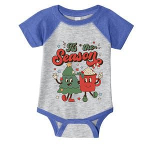 Retro Christmas Tis The Season Christmas Tree Coffee Latte Gift Infant Baby Jersey Bodysuit