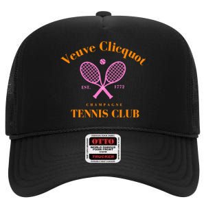 Retro Champagne Tennis Club  Best Gift Costume Halloween Xmas High Crown Mesh Back Trucker Hat