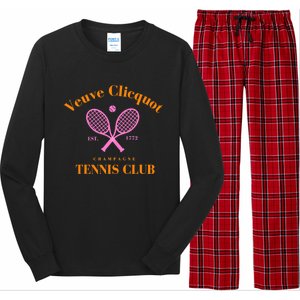 Retro Champagne Tennis Club  Best Gift Costume Halloween Xmas Long Sleeve Pajama Set