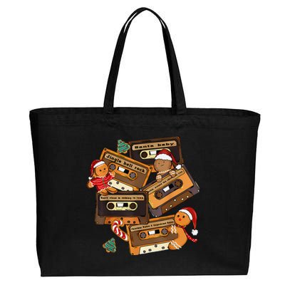 Retro Cassette Tapes With Christmas Music Carols Cotton Canvas Jumbo Tote