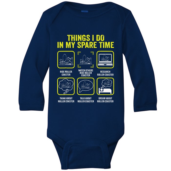 Roller Coaster Things I Do In My Spare Time Rollercoaster Baby Long Sleeve Bodysuit