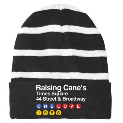 Raising Canes Times Square Striped Beanie with Solid Band