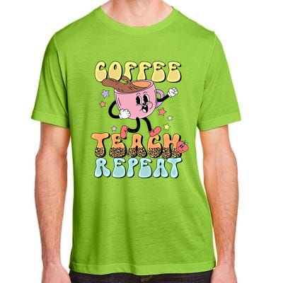 Retro Coffee Teach Repeat Teacher Life Back To School Outfit Gift Adult ChromaSoft Performance T-Shirt