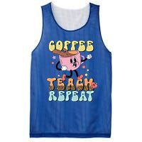 Retro Coffee Teach Repeat Teacher Life Back To School Outfit Gift Mesh Reversible Basketball Jersey Tank