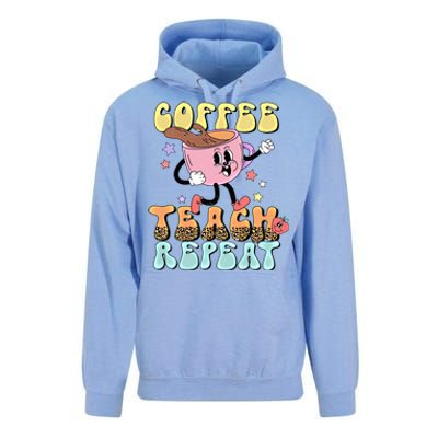 Retro Coffee Teach Repeat Teacher Life Back To School Outfit Gift Unisex Surf Hoodie