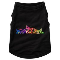 Realistic Cat Trio Colorful Abstract Design Doggie Tank