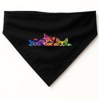 Realistic Cat Trio Colorful Abstract Design USA-Made Doggie Bandana