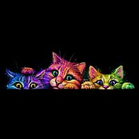 Realistic Cat Trio Colorful Abstract Design Apron