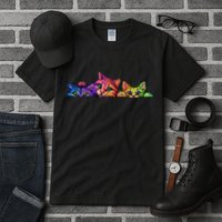 Realistic Cat Trio Colorful Abstract Design Tall T-Shirt
