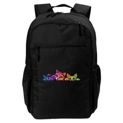 Realistic Cat Trio Colorful Abstract Design Backpack