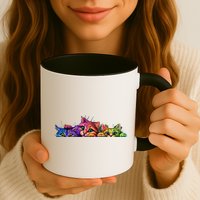 Realistic Cat Trio Colorful Abstract Design Mug