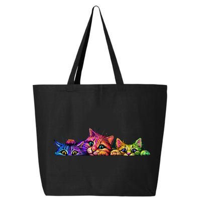 Realistic Cat Trio Colorful Abstract Design 25L Jumbo Tote