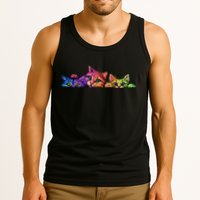 Realistic Cat Trio Colorful Abstract Design Tank Top