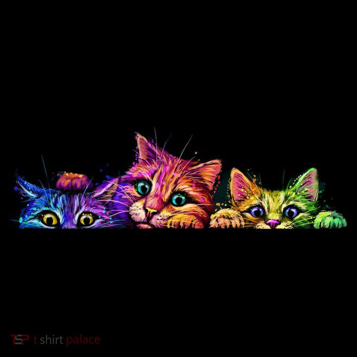 Realistic Cat Trio Colorful Abstract Design Tank Top