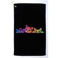 Realistic Cat Trio Colorful Abstract Design Golf Towel