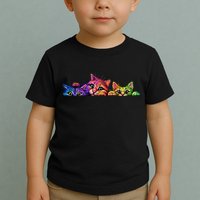 Realistic Cat Trio Colorful Abstract Design Toddler T-Shirt