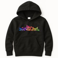 Realistic Cat Trio Colorful Abstract Design Kids Hoodie