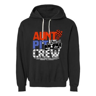 Race Car Themed Birthday Party Gift Aunt Pit Crew Costume Garment-Dyed Fleece Hoodie