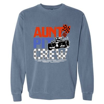 Race Car Themed Birthday Party Gift Aunt Pit Crew Costume Garment-Dyed Sweatshirt