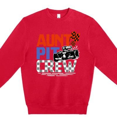 Race Car Themed Birthday Party Gift Aunt Pit Crew Costume Premium Crewneck Sweatshirt