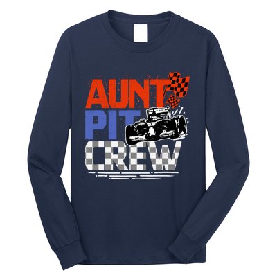 Race Car Themed Birthday Party Gift Aunt Pit Crew Costume Long Sleeve Shirt