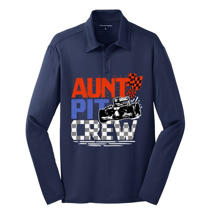 Race Car Themed Birthday Party Gift Aunt Pit Crew Costume Silk Touch Performance Long Sleeve Polo