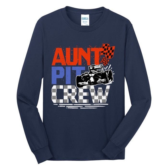 Race Car Themed Birthday Party Gift Aunt Pit Crew Costume Tall Long Sleeve T-Shirt