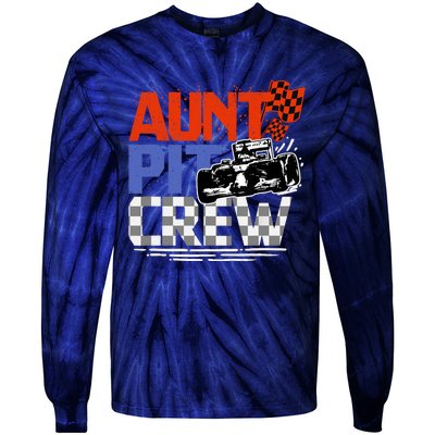 Race Car Themed Birthday Party Gift Aunt Pit Crew Costume Tie-Dye Long Sleeve Shirt