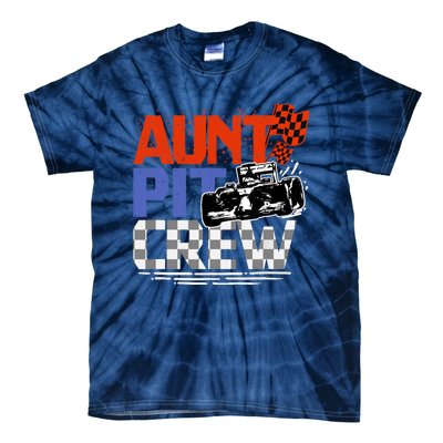 Race Car Themed Birthday Party Gift Aunt Pit Crew Costume Tie-Dye T-Shirt