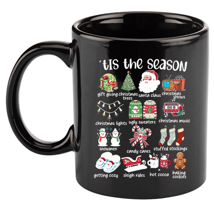 Retro Christmas Tis The Season 11oz C Handle Ceramic Mug