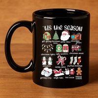 Retro Christmas Tis The Season 11oz C Handle Ceramic Mug