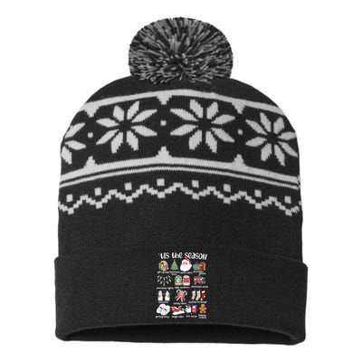 Retro Christmas Tis The Season USA-Made Snowflake Beanie