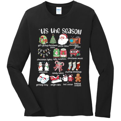 Retro Christmas Tis The Season Ladies Long Sleeve Shirt