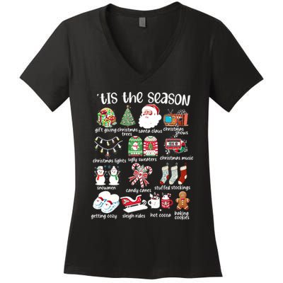 Retro Christmas Tis The Season Women's V-Neck T-Shirt