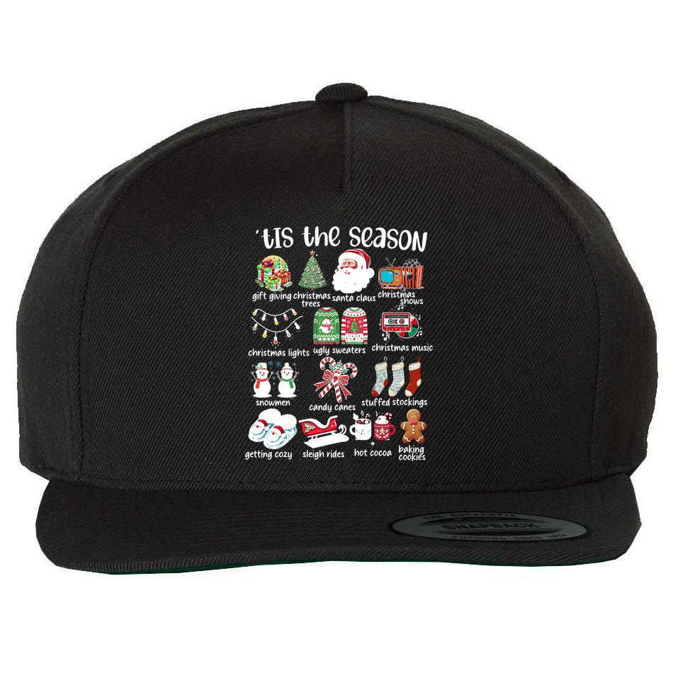 Retro Christmas Tis The Season Wool Snapback Cap