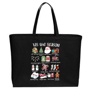 Retro Christmas Tis The Season Cotton Canvas Jumbo Tote