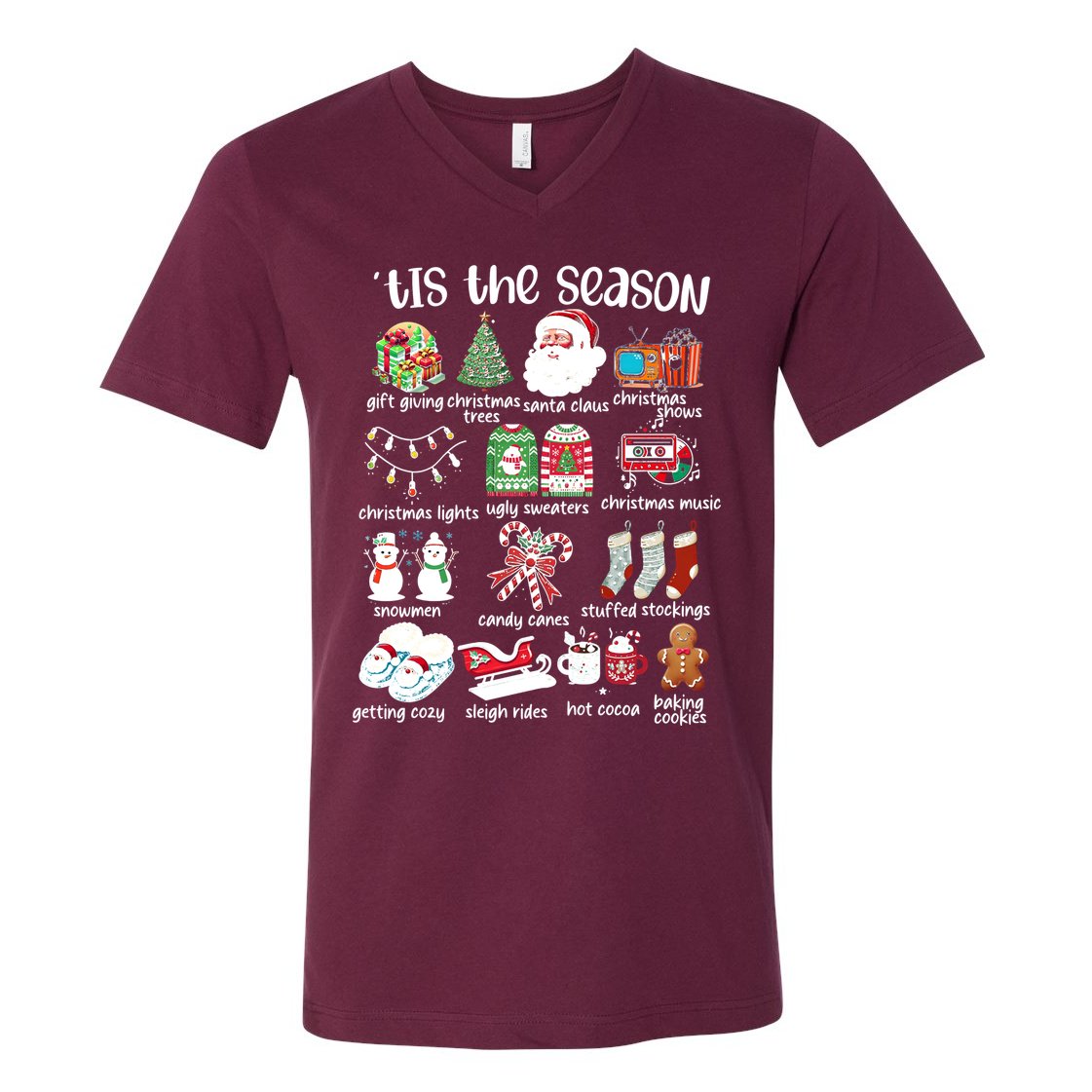 Retro Christmas Tis The Season V-Neck T-Shirt