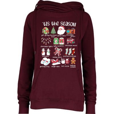 Retro Christmas Tis The Season Womens Funnel Neck Pullover Hood