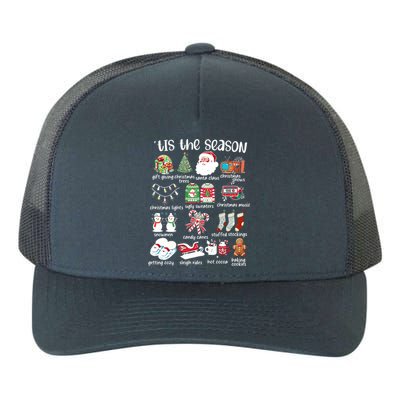 Retro Christmas Tis The Season Yupoong Adult 5-Panel Trucker Hat