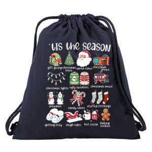 Retro Christmas Tis The Season Drawstring Bag