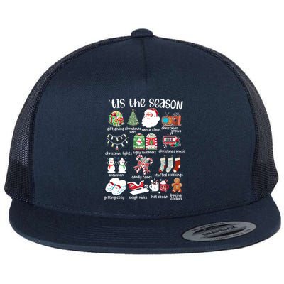 Retro Christmas Tis The Season Flat Bill Trucker Hat