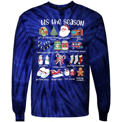 Retro Christmas Tis The Season Tie-Dye Long Sleeve Shirt