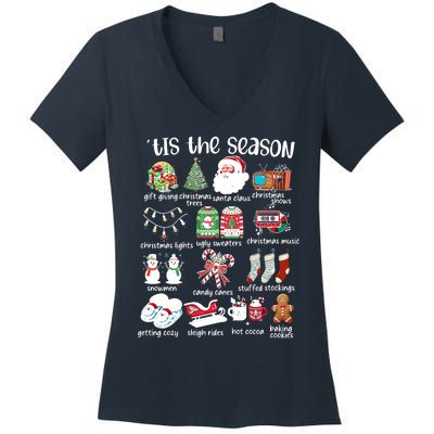 Retro Christmas Tis The Season Women's V-Neck T-Shirt