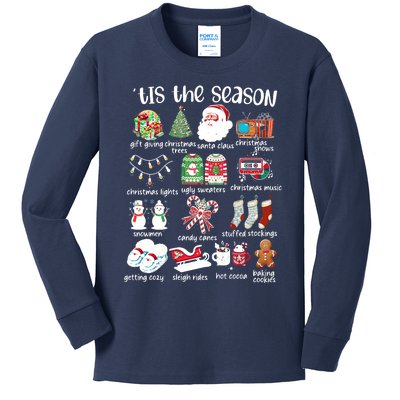 Retro Christmas Tis The Season Kids Long Sleeve Shirt