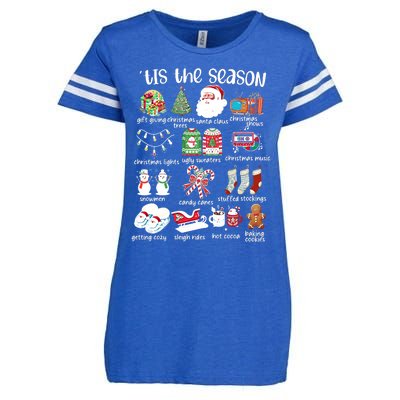 Retro Christmas Tis The Season Enza Ladies Jersey Football T-Shirt