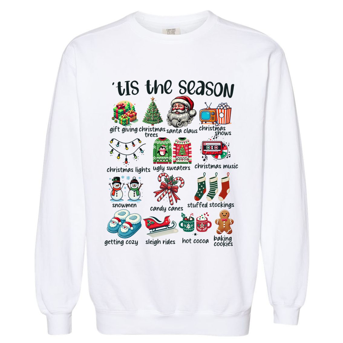 Retro Christmas Tis The Season Garment-Dyed Sweatshirt