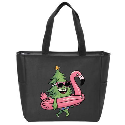 Retro Christmas Tree Beach Vacation Christmas In July Zip Tote Bag